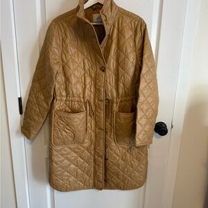 LOFT Tan Quilted Puffer Coat